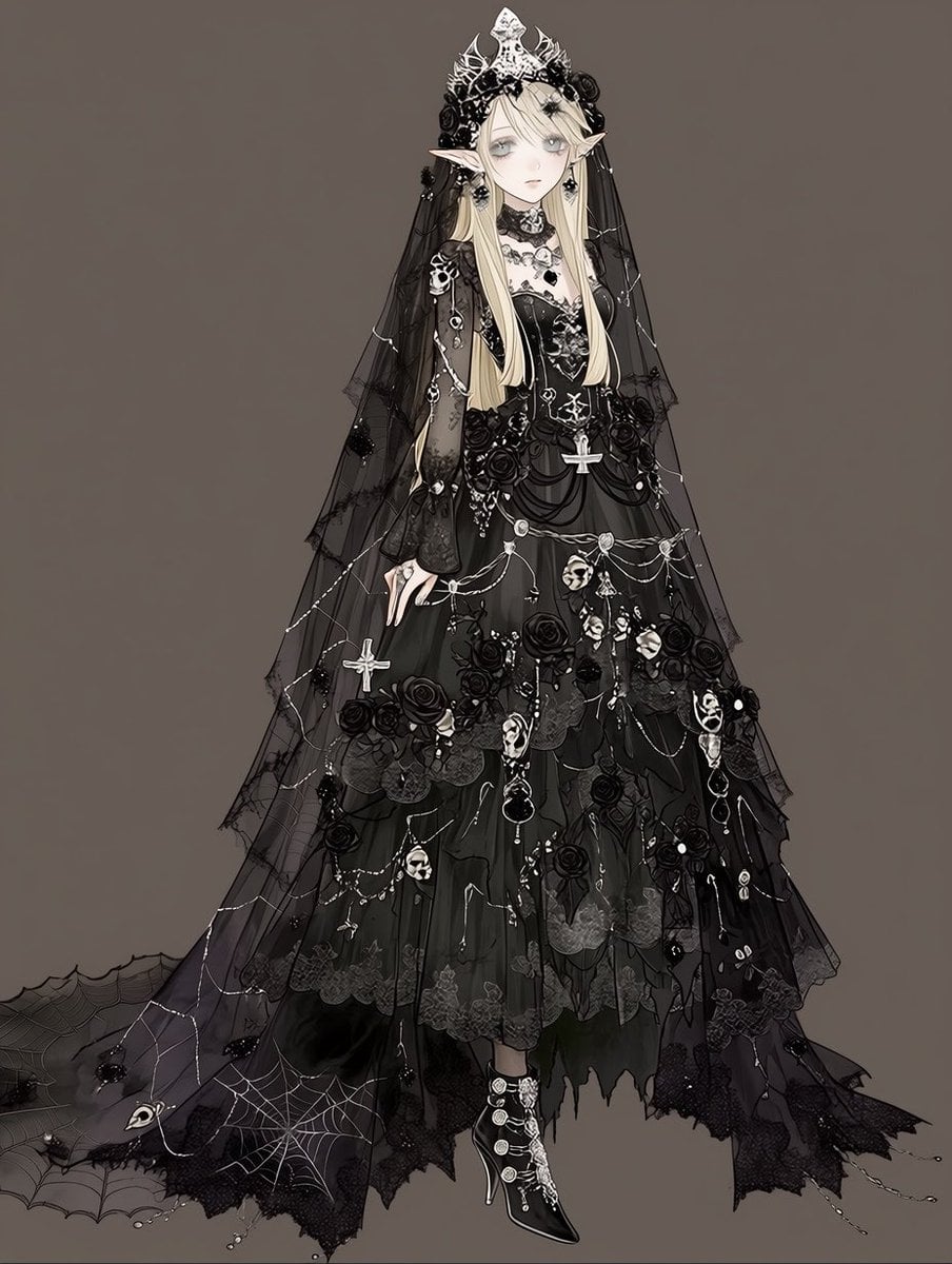 Black Haunted Bride Gothic Wedding Gown GPT Image 2.5 preview