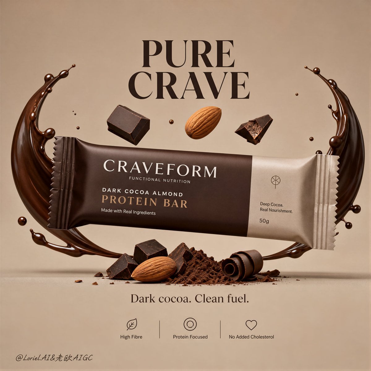 Chocolate Liquid Arcs Framing Product GPT Image 2.5 preview