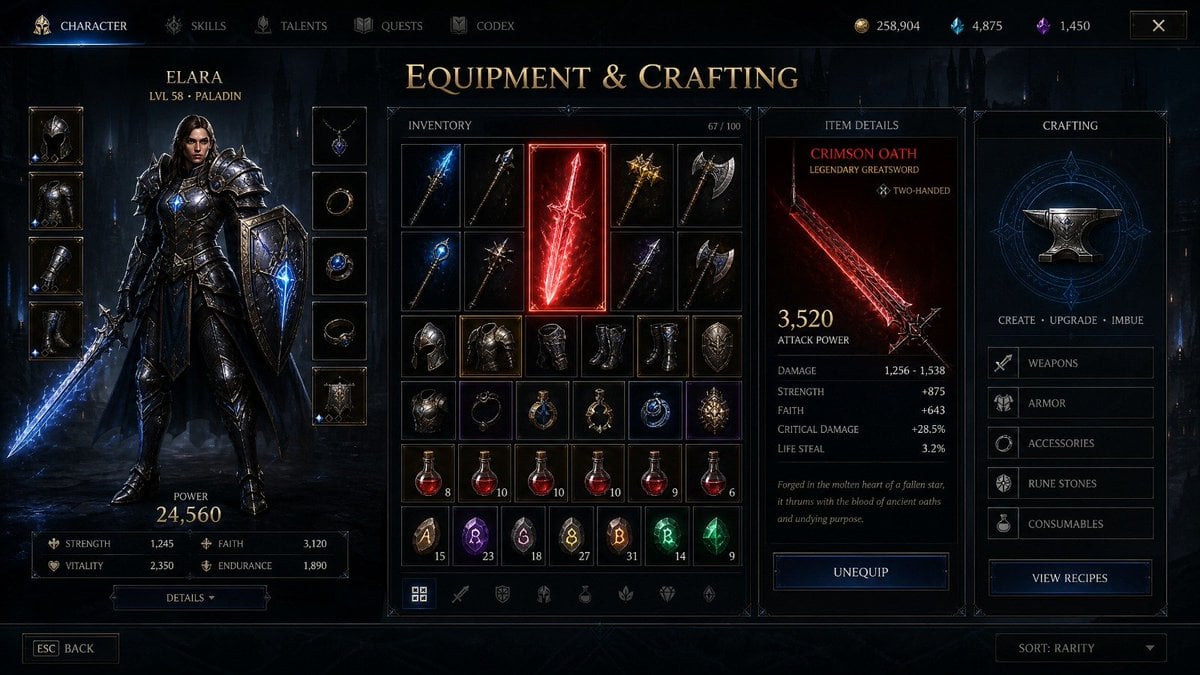 Dark Fantasy RPG Inventory User Interface GPT Image 2.5 preview