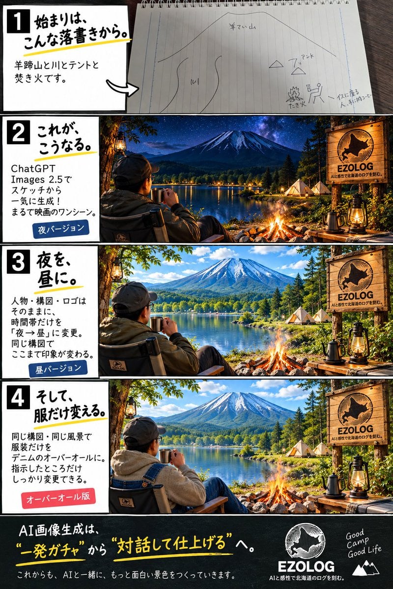 Daytime Campsite from Sketch GPT Image 2.5 preview