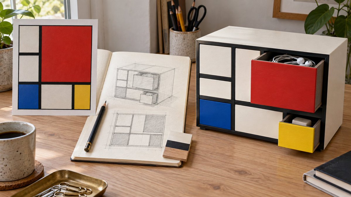Mondrian Painting as Desktop Storage Cabinet GPT Image 2.5 preview