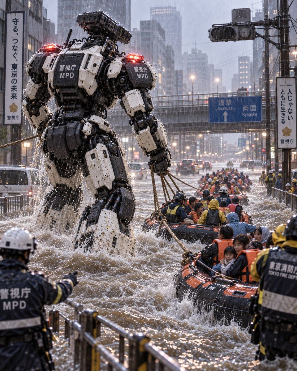 Police Rescue Robots Towing Lifeboat GPT Image 2.5 preview