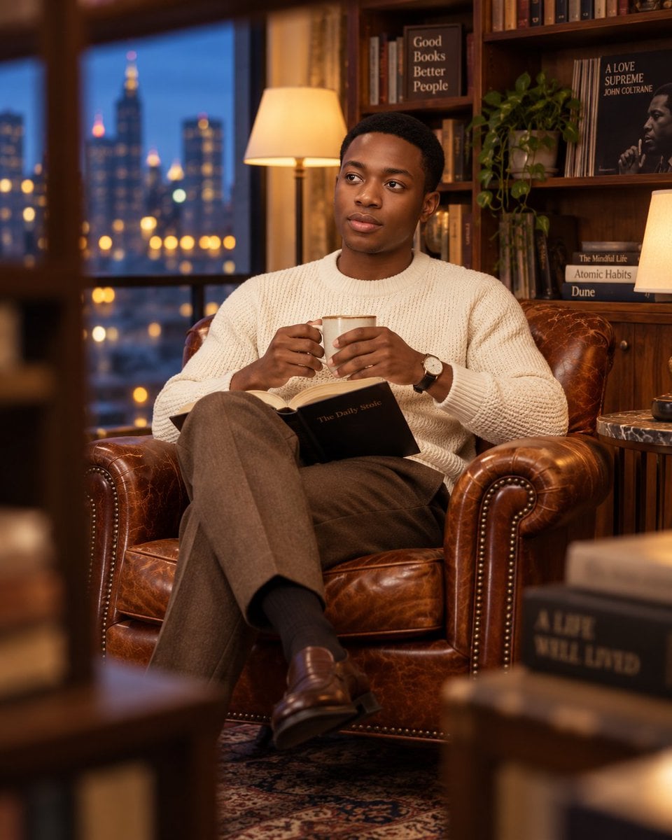 Stylish Man in Cozy Evening Library GPT Image 2.5 preview