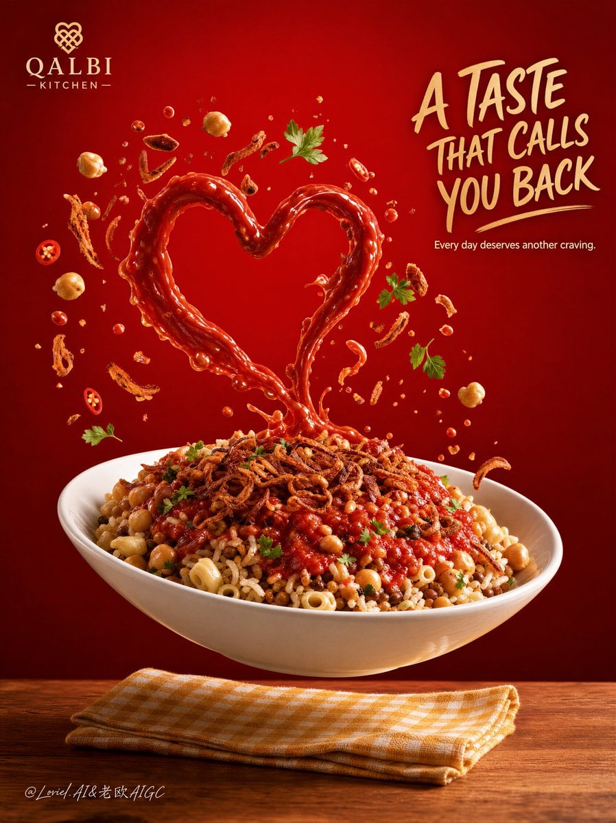 Tomato Sauce Heart Rising from Koshari Bowl GPT Image 2.5 preview
