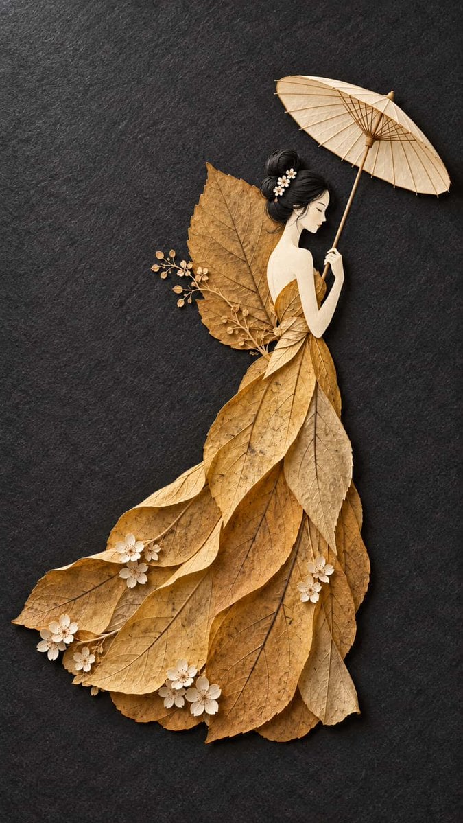 Vertical Botanical Paper Art of Slender Woman GPT Image 2.5 preview