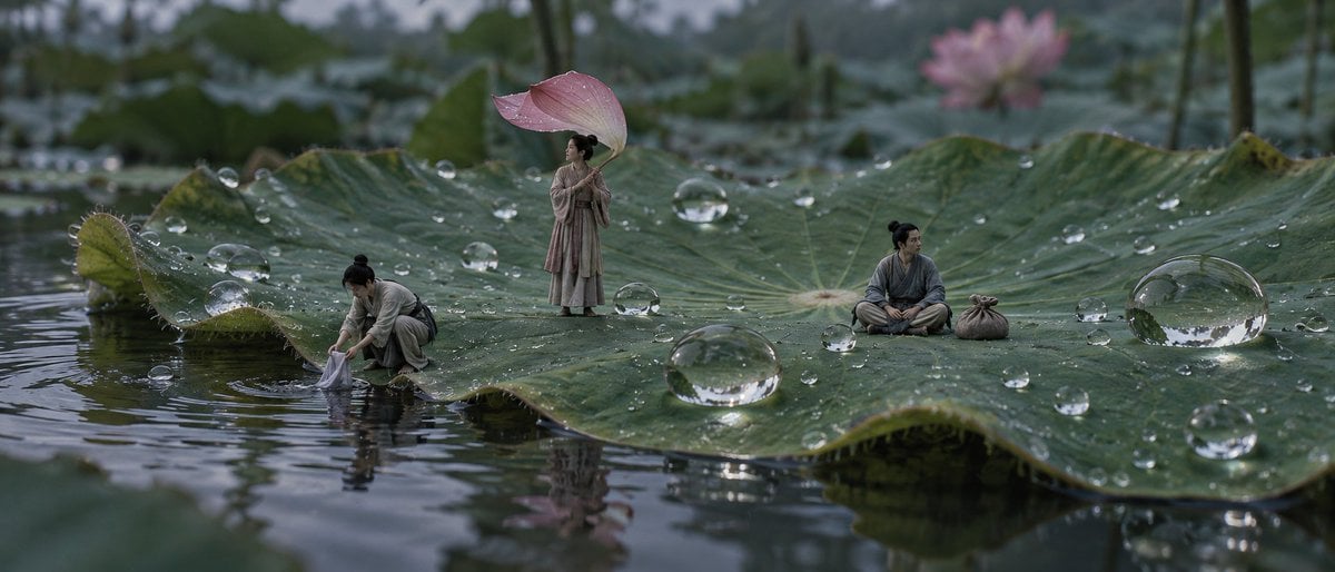 Water-Level Macro of Lotus Leaf Island GPT Image 2.5 preview