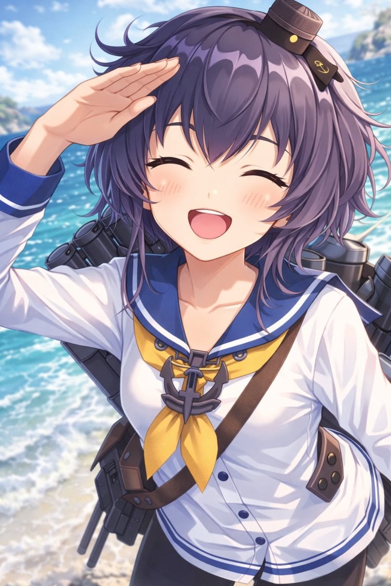 Anime Ship Girl Saluting on Beach GPT Image 2 preview