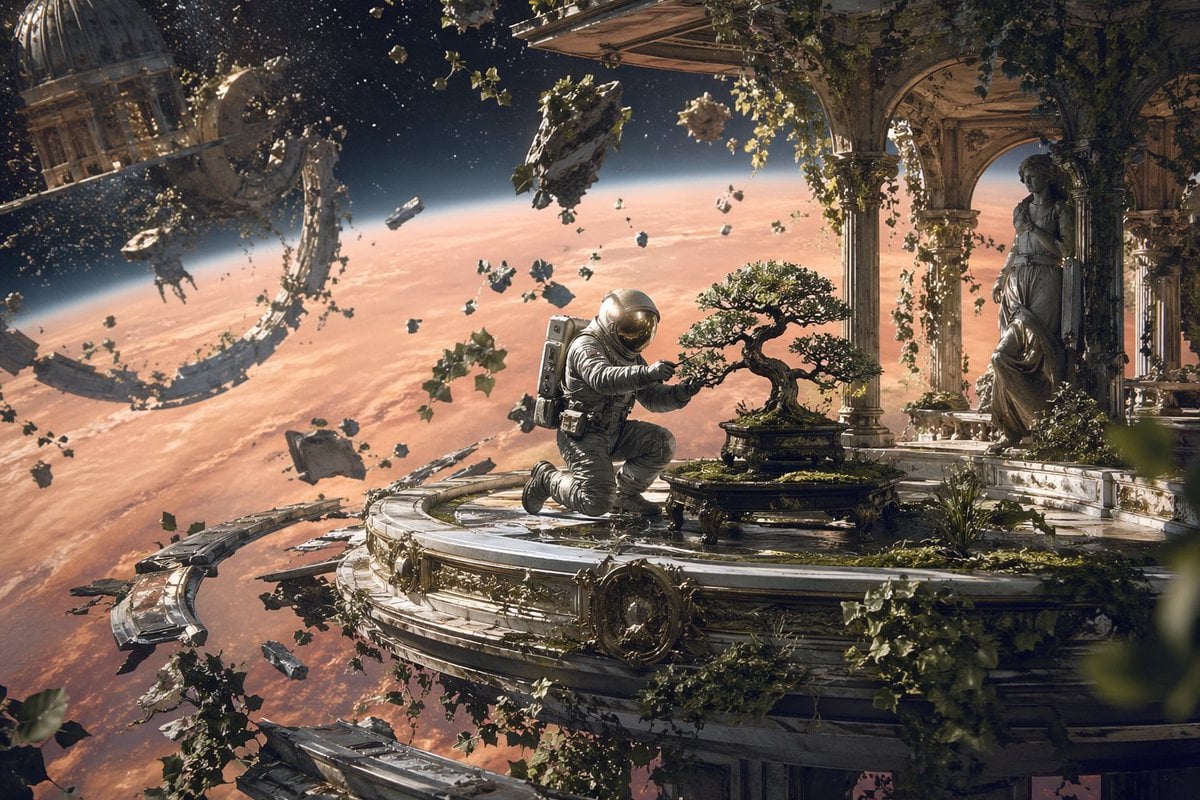 Astronaut Tending Bonsai in Space Ruins GPT Image 2 preview