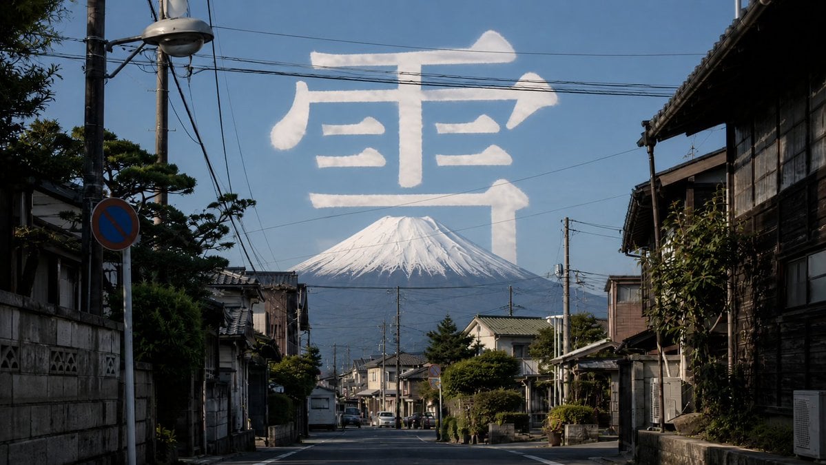 富士山街道与云朵汉字 GPT Image 2 preview
