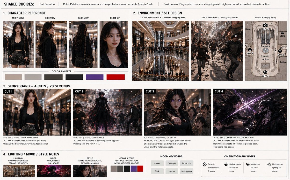 Cinematic storyboard with villain GPT Image 2 preview