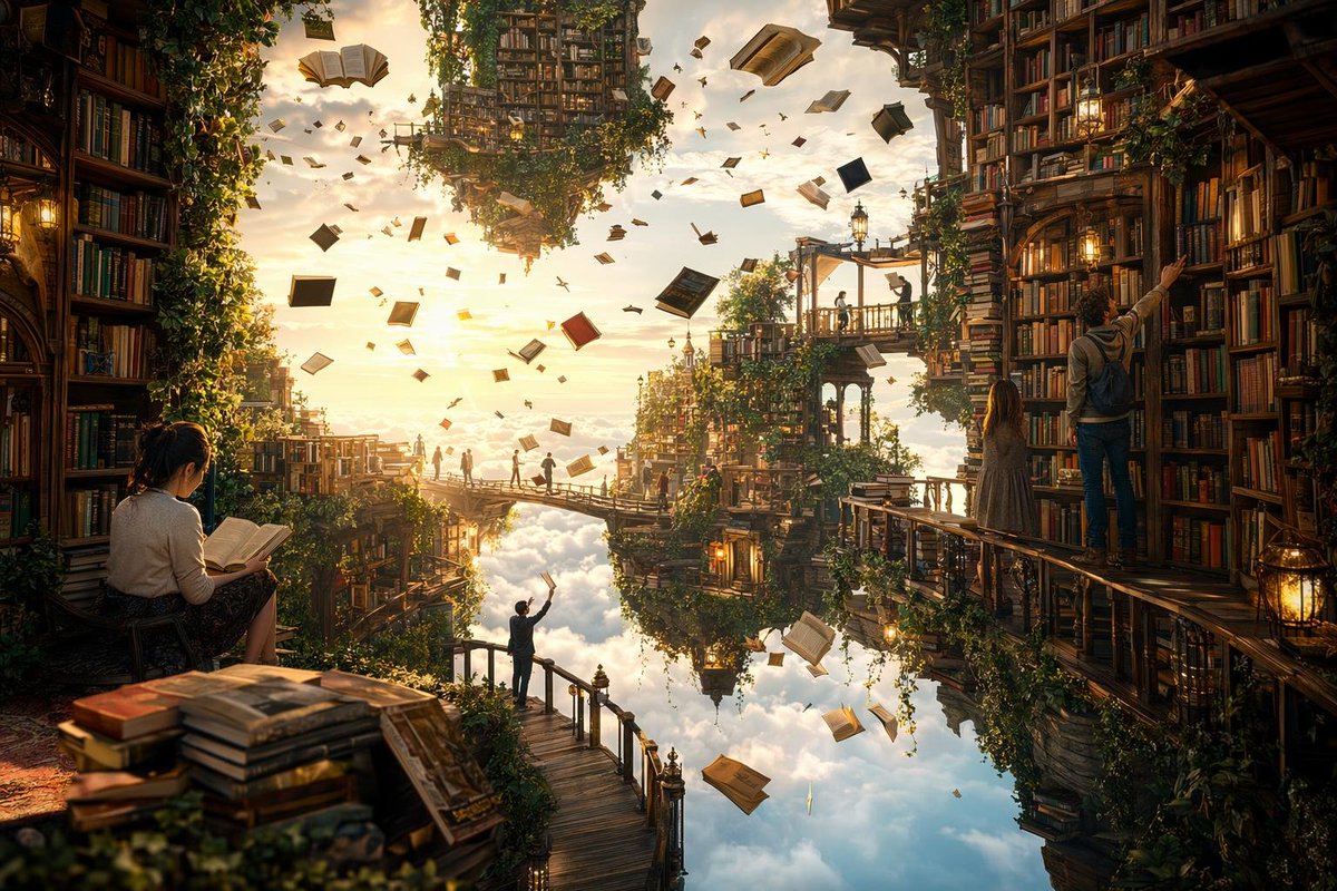 Floating Library Above Clouds at Golden Hour GPT Image 2 preview