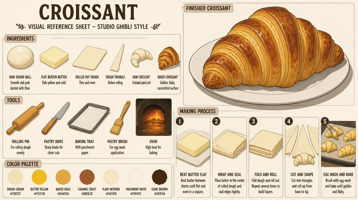 Ghibli-style Croissant Visual Reference Sheet GPT Image 2 preview