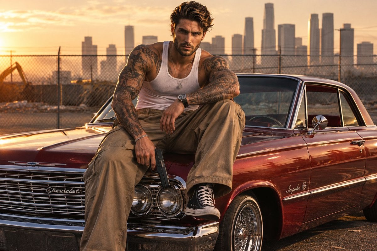 Golden Hour Cinematic Lowrider Portrait GPT Image 2 preview