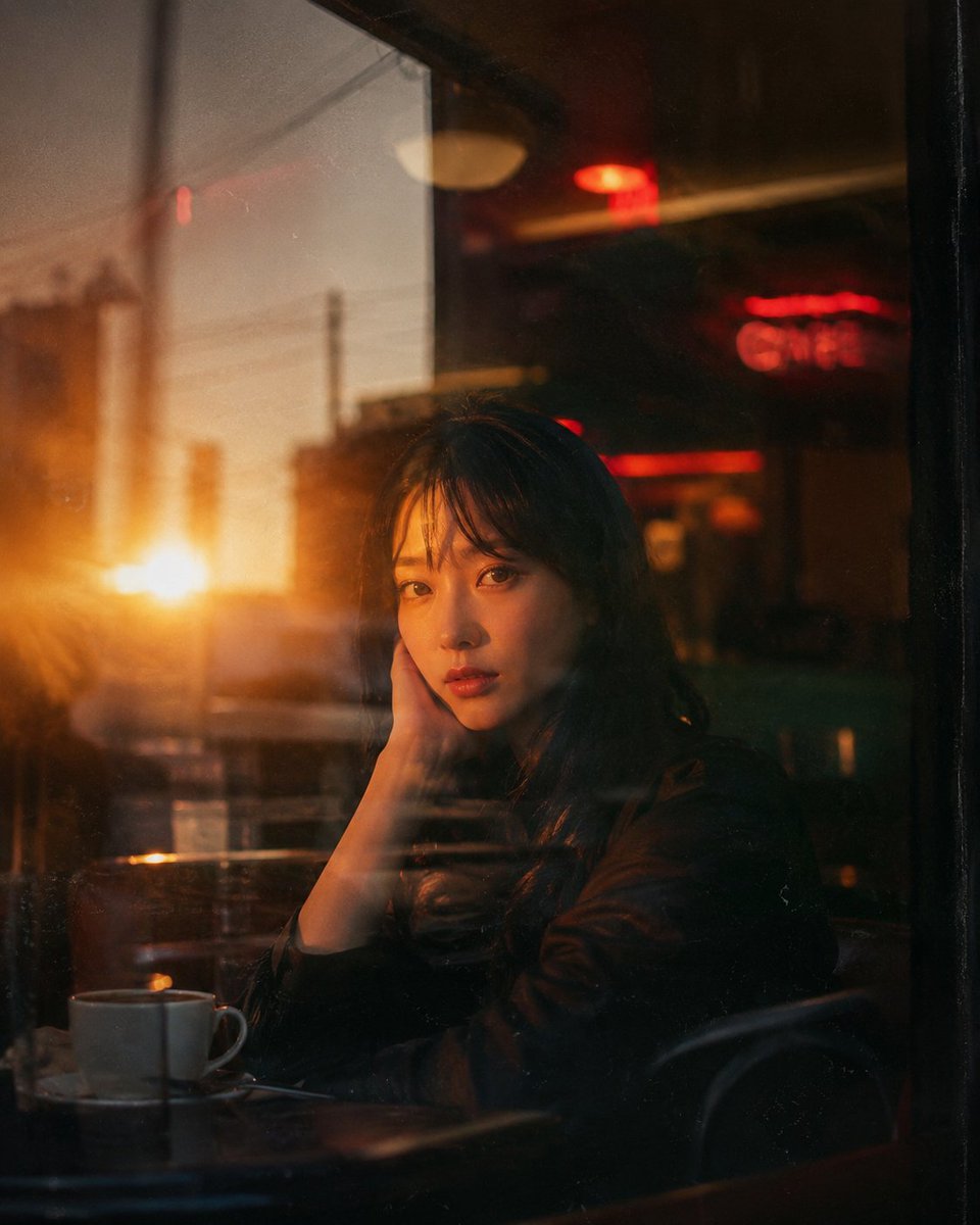 Golden Hour Portrait in Rainy Cafe GPT Image 2 preview