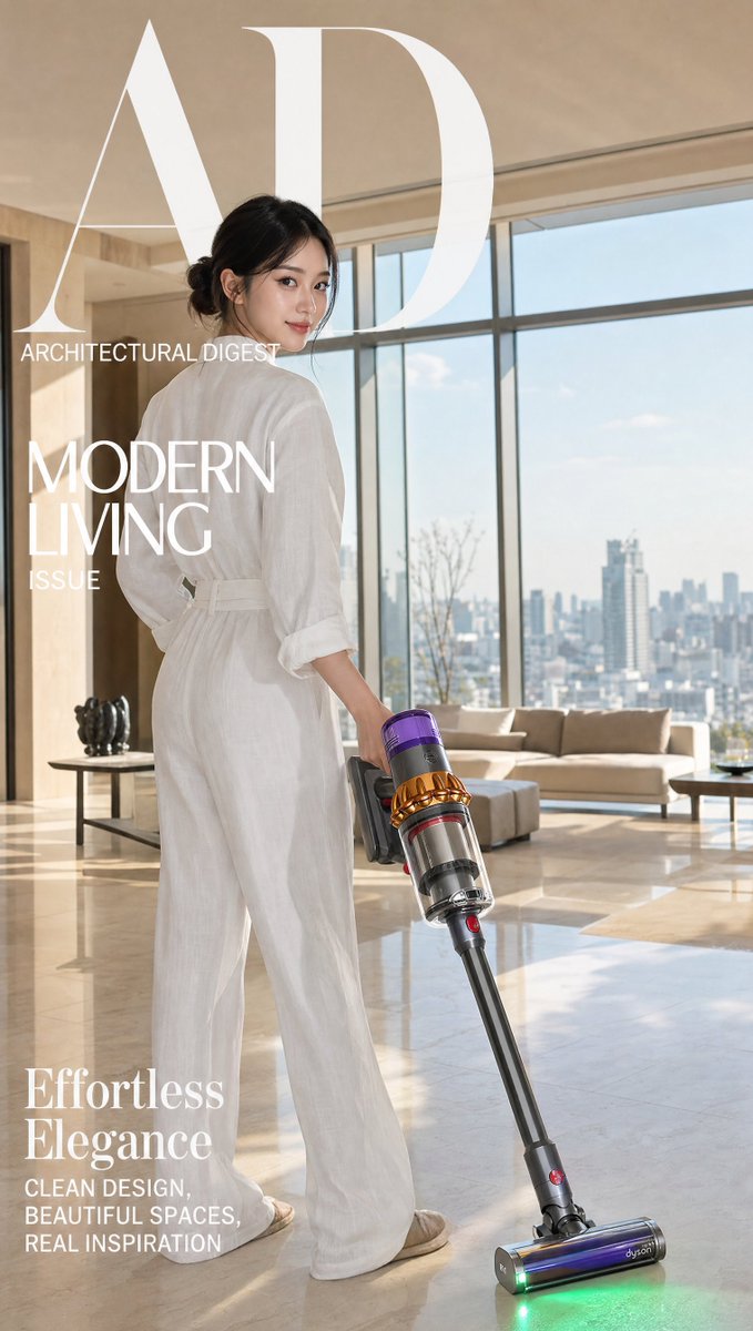 Lifestyle Magazine Cover with Woman and Vacuum GPT Image 2 preview