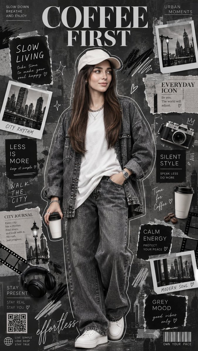 Minimalist Urban Coffee Lifestyle Fashion Collage GPT Image 2 preview