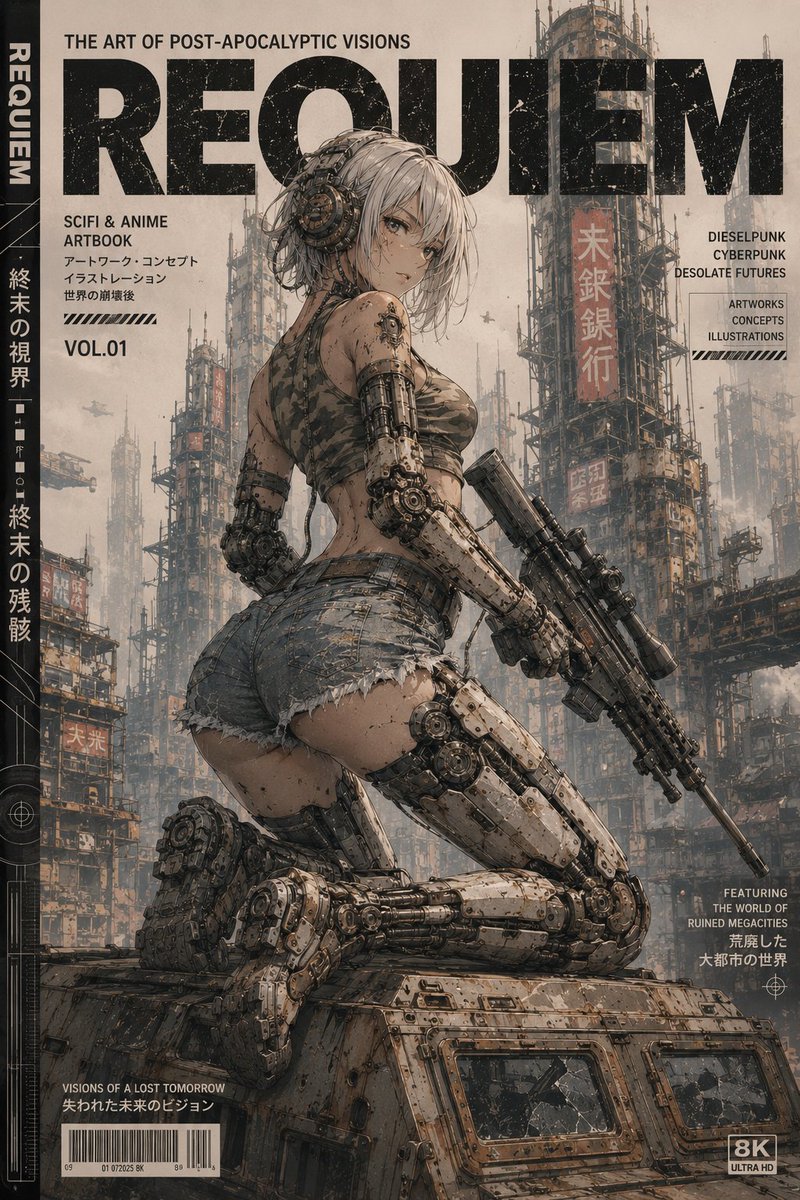 Post-apocalyptic anime girl with robotic prosthetics GPT Image 2 preview