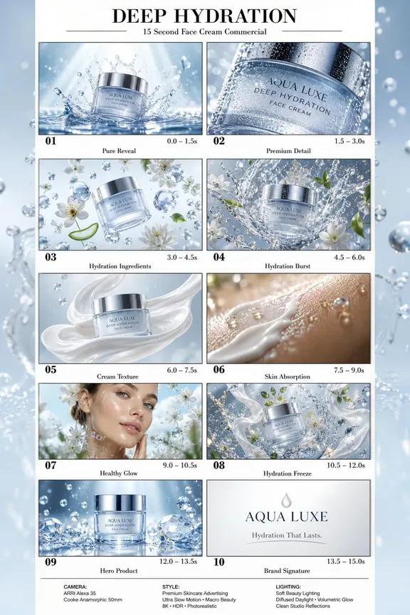 Premium Skincare Commercial Storyboard Prompt GPT Image 2 preview