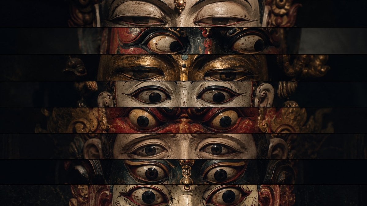 Surreal Cinematic Collage of Theatrical Masks GPT Image 2 preview