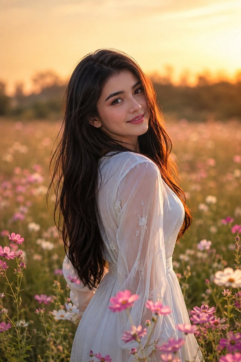 Woman in White Dress in Flower Field GPT Image 2 preview
