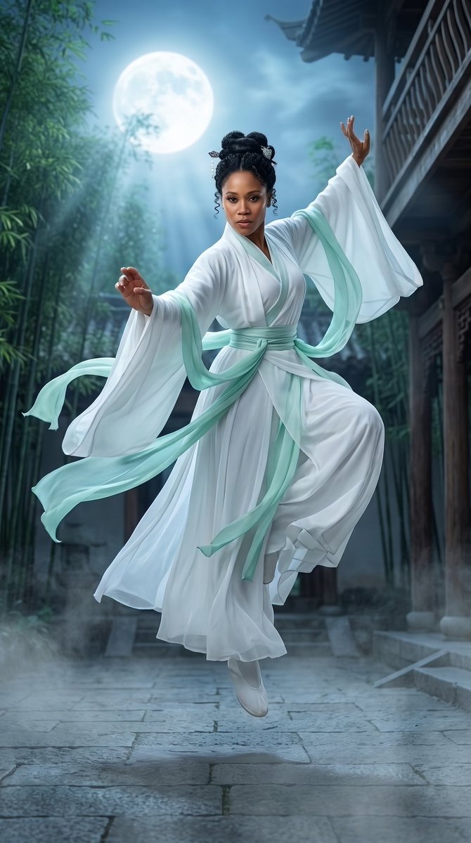Wuxia Martial Arts Leap Under Moon GPT Image 2 preview