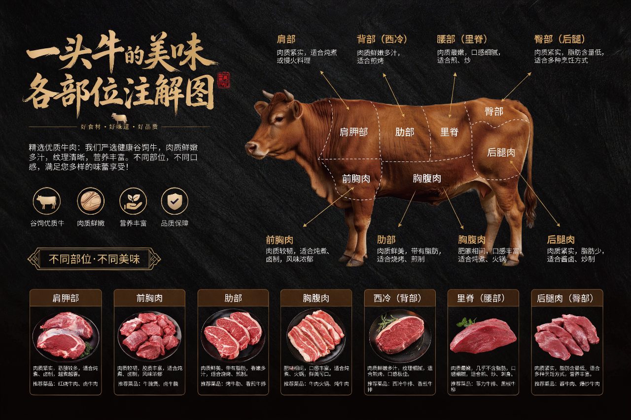 Annotated Diagram Of Beef Cuts Seedream 5 Pro preview