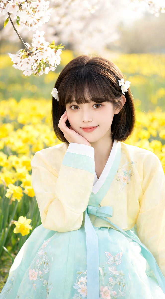 East Asian Woman in Sunny Spring Field Seedream 5 Pro preview