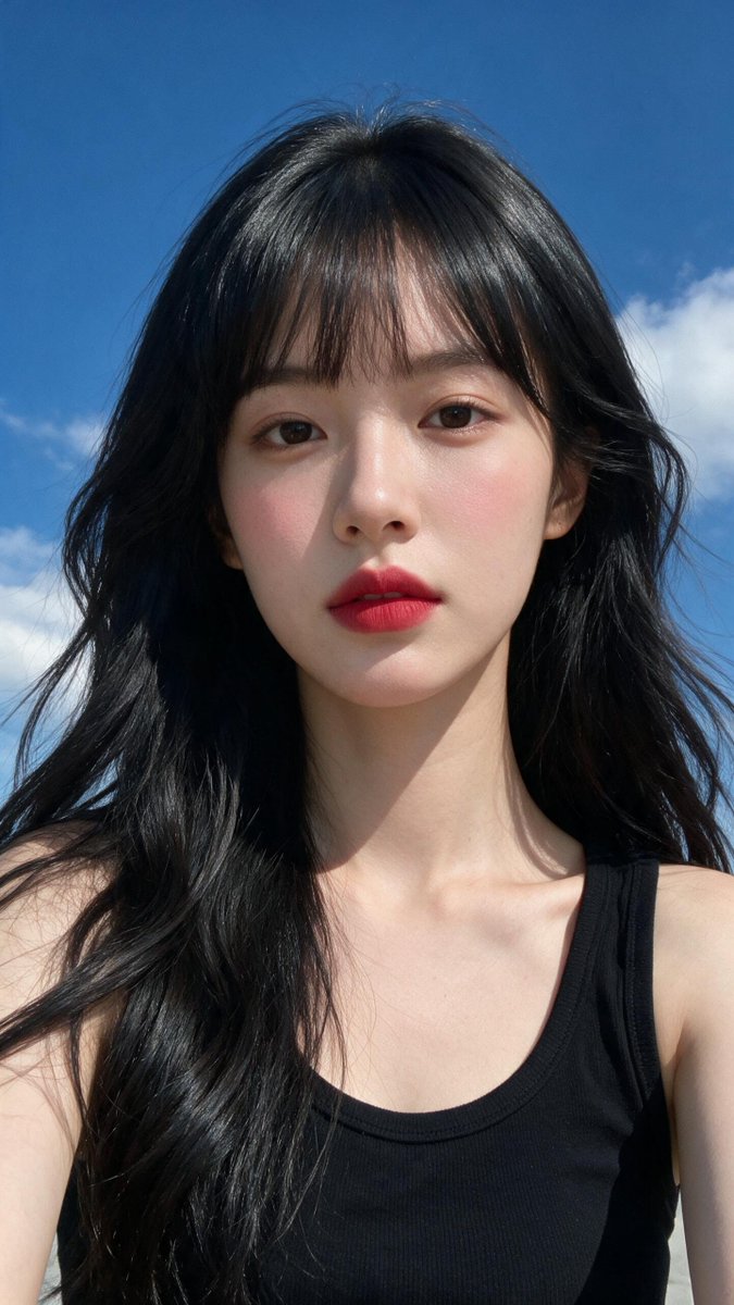 East Asian Woman Portrait With Red Lipstick Seedream 5 Pro preview