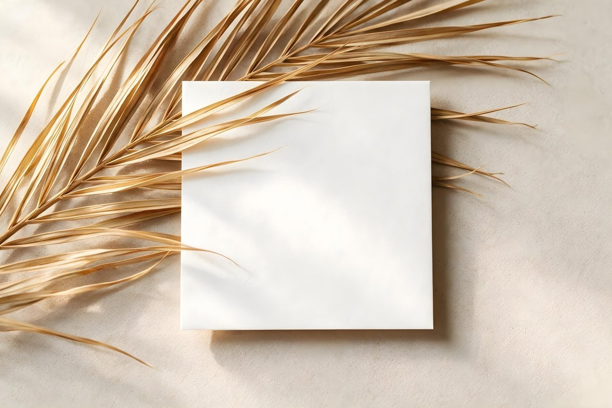 Mockup of White Card with Palm Leaf Seedream 5 Pro preview