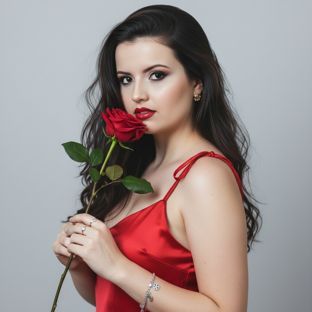 Red Dress, Dark Secrets: Floral Elegance Nano Banana Pro preview image
