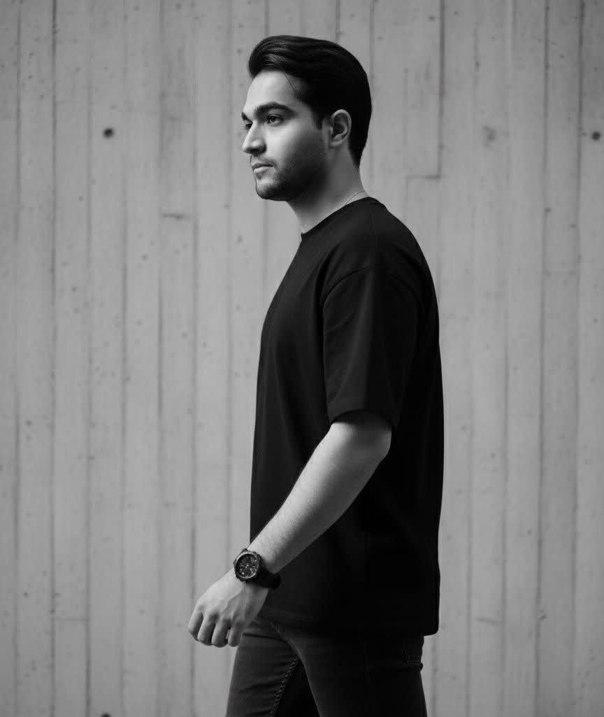 A cinematic black and white portrait of a young man Nano Banana Pro preview image
