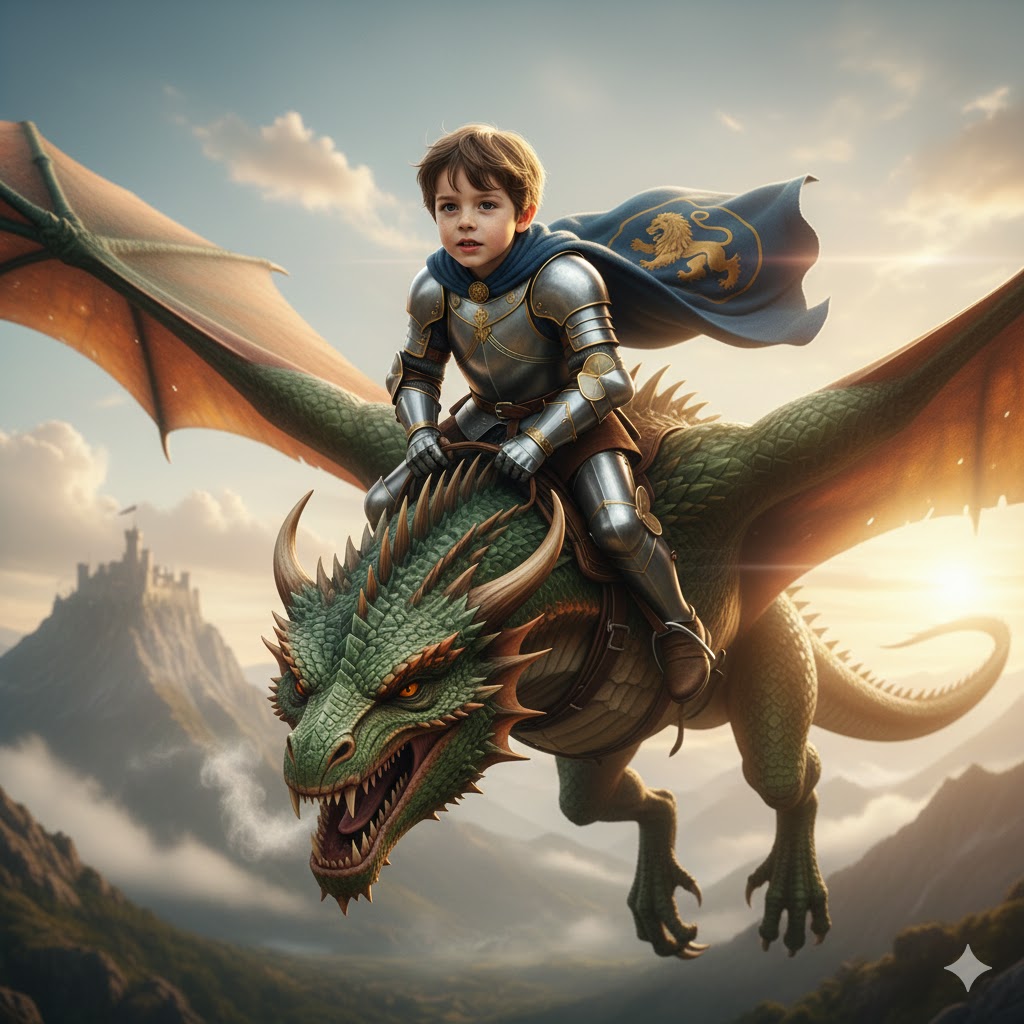 Boy riding a dragon Nano Banana Pro preview image