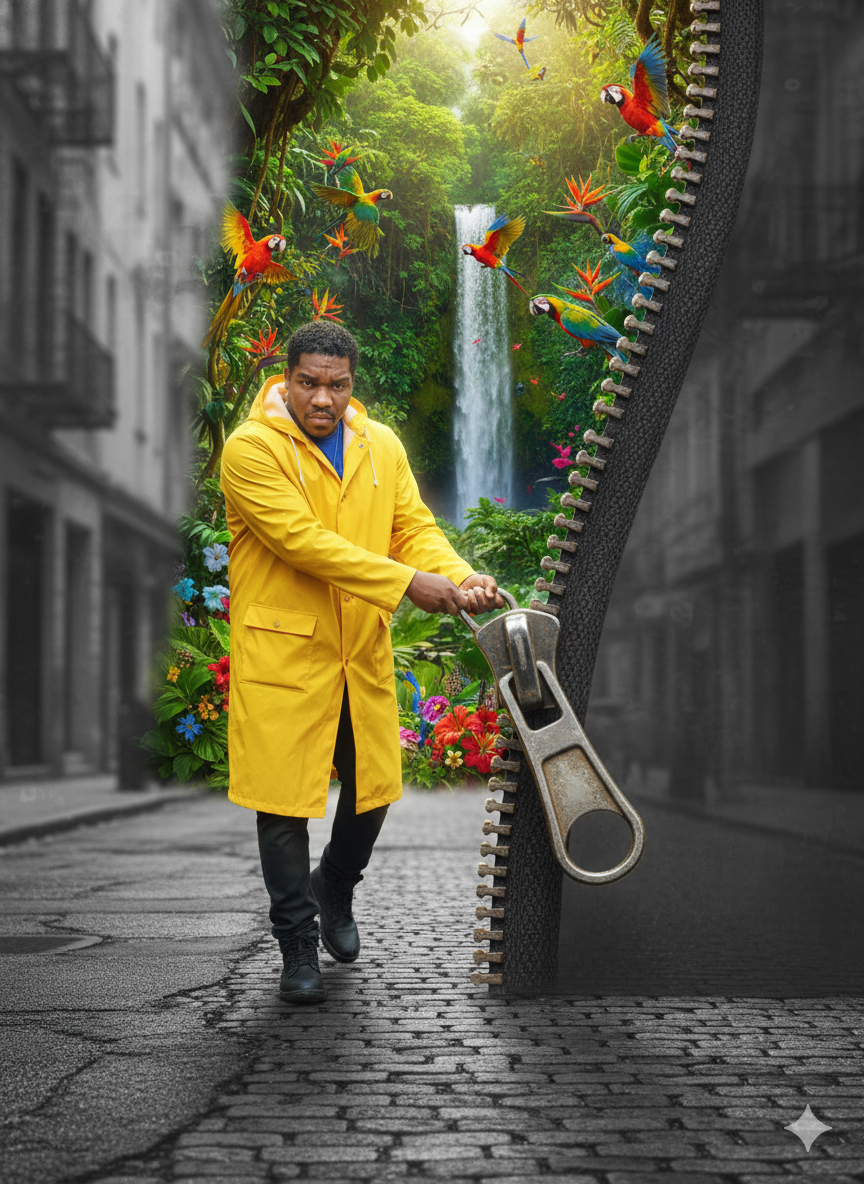 zíper metálico gigante que flutua no ar Nano Banana Pro preview image