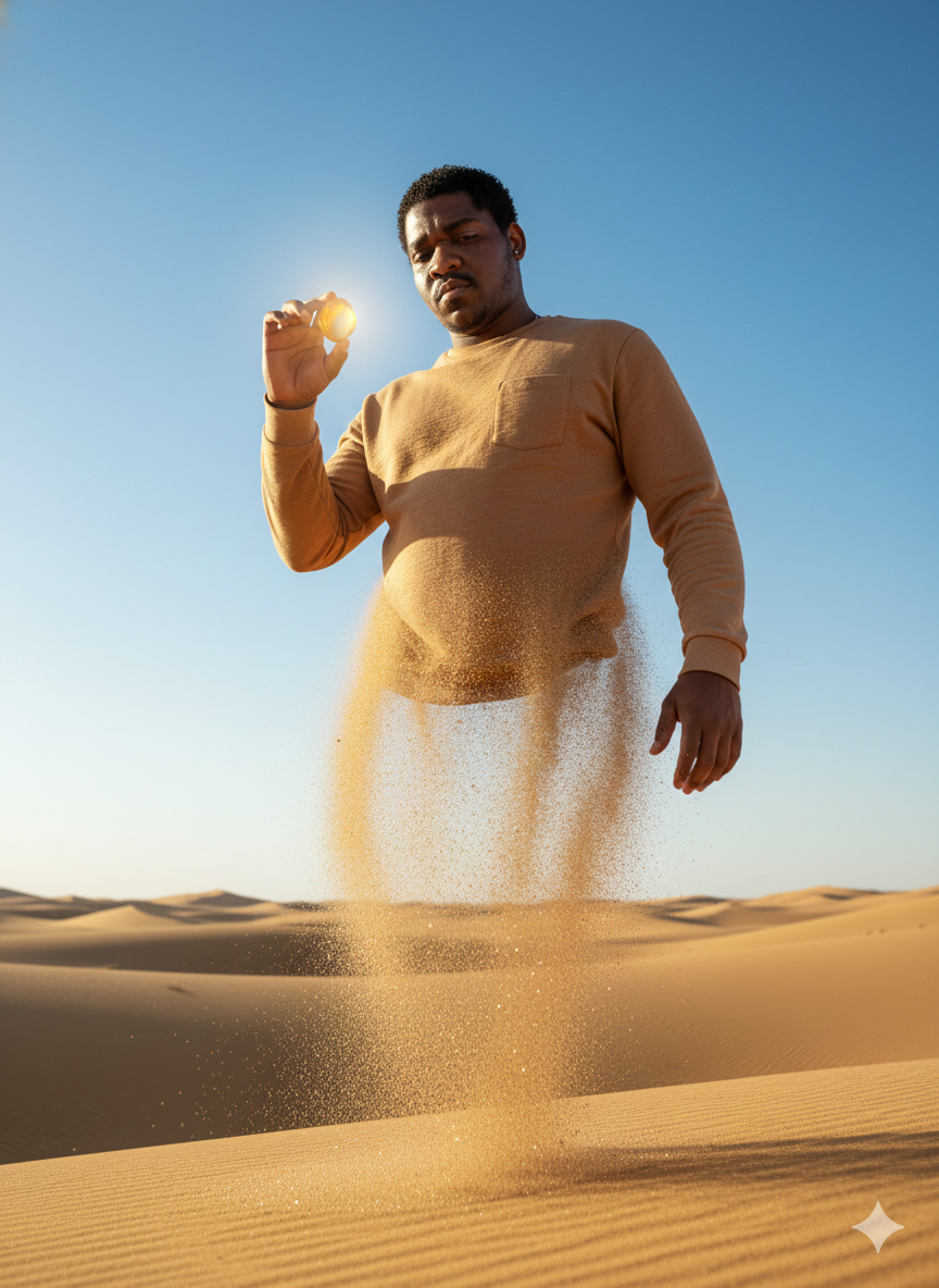 grãos de areia dourada e partículas de poeira Nano Banana Pro preview image
