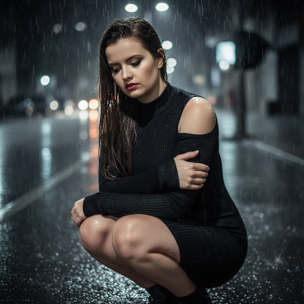 Rain-Soaked Solitude: Alone in the Storm Nano Banana Pro preview image