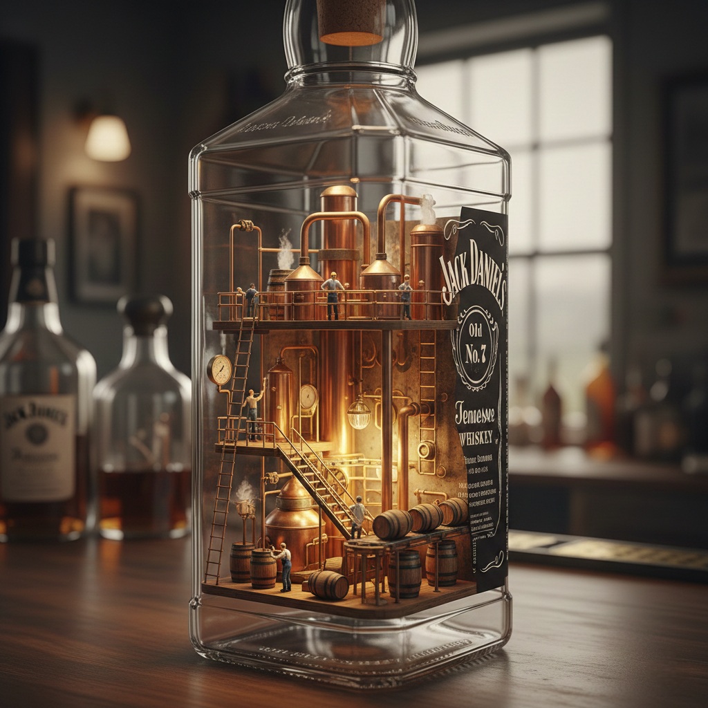 Miniature Whisky Factory in Bottle Nano Banana Pro preview image