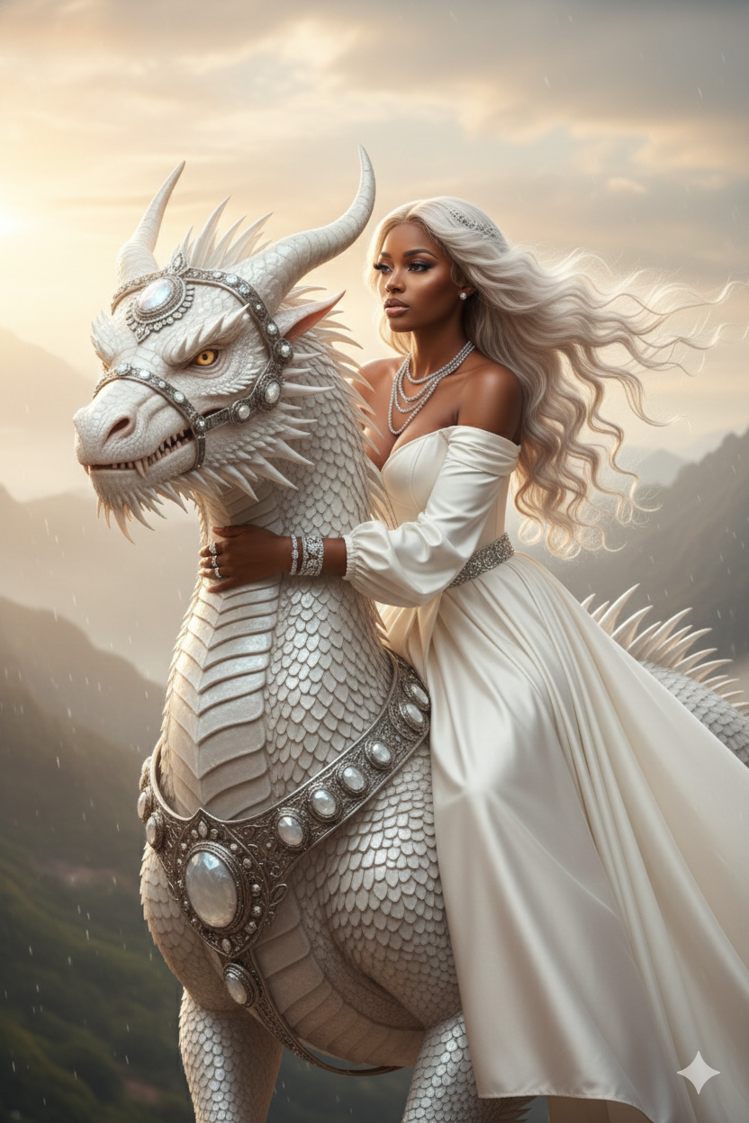 majestoso dragão branco com escamas Nano Banana Pro preview image