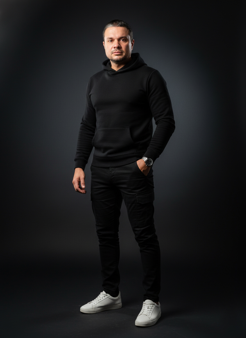 Cinematic Full-Body Studio Portrait of a Confident Man Nano Banana Pro preview image