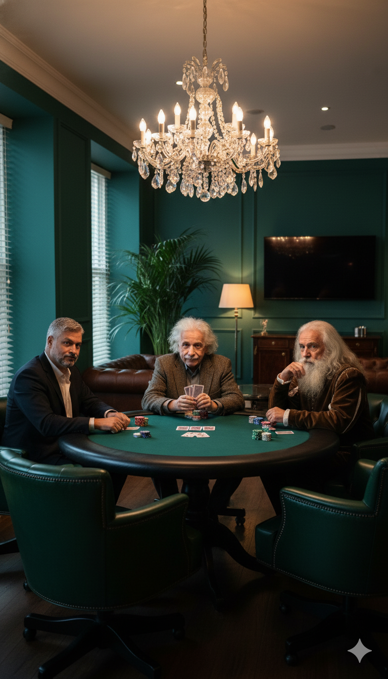 Poker with the masters (Einstein and Da Vinci) Nano Banana Pro preview image