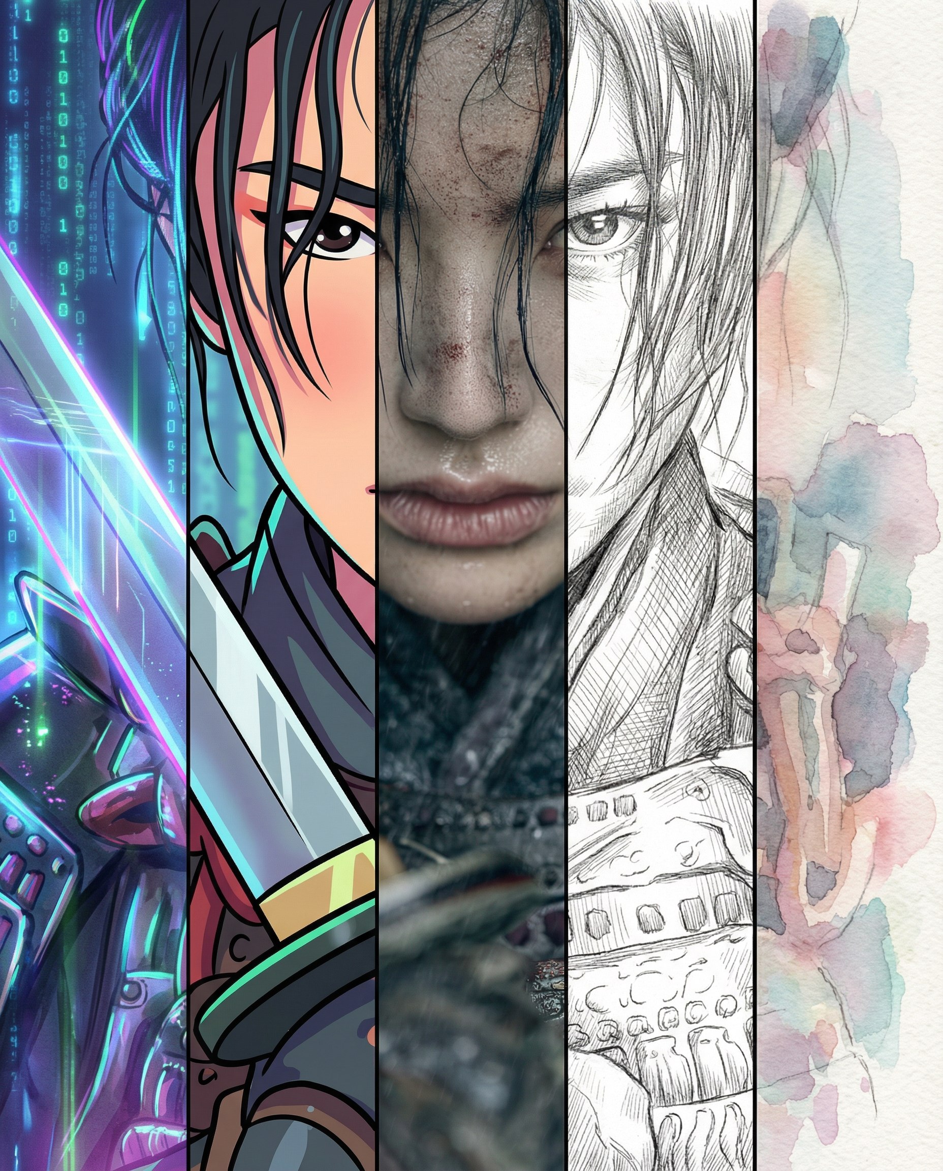 Five styles in one image Nano Banana Pro preview image