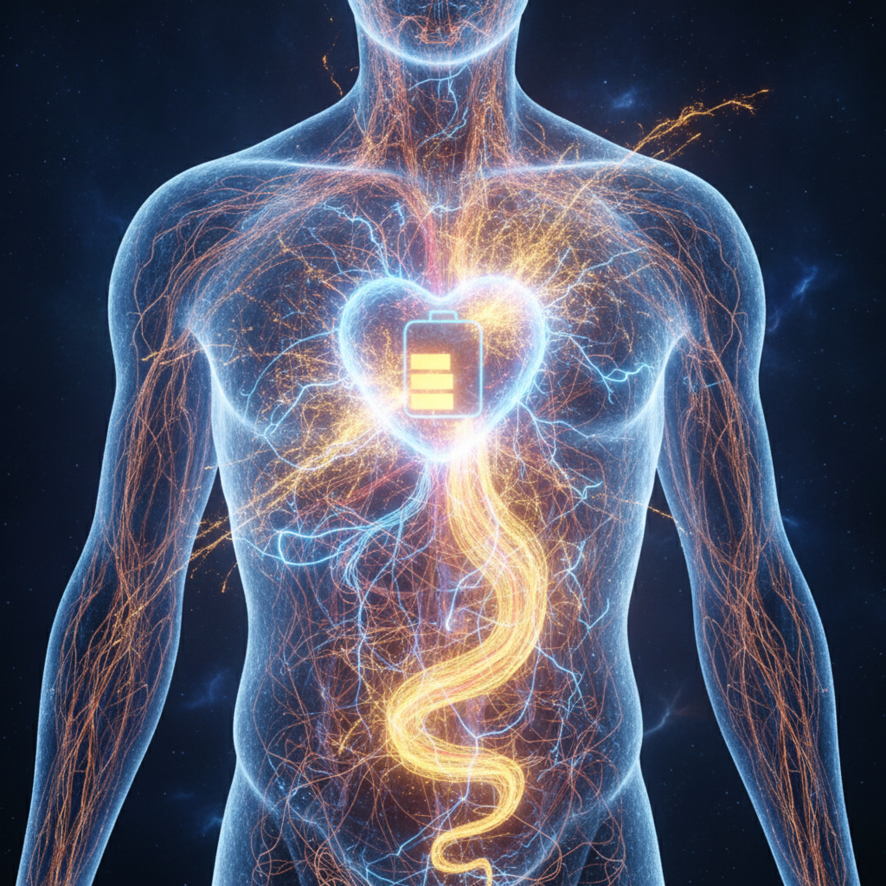 ⁠3D medical animation of a human battery energy meter charging up inside a glowing torso, dynamic in Nano Banana Pro preview image