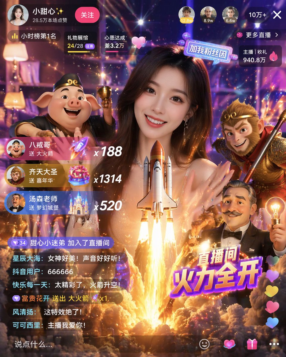 Live Stream UI Mockup with 3D Effects preview image