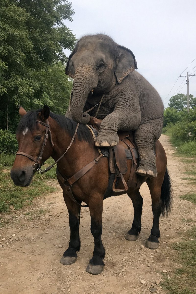 Elephant Riding a Horse preview image