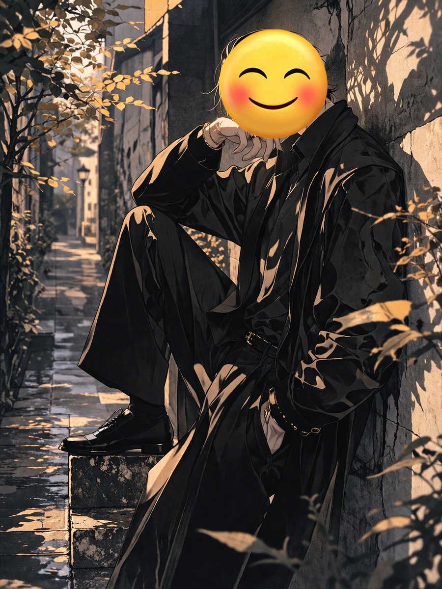 Figure with Emoji Head in Sunlit Alley preview image