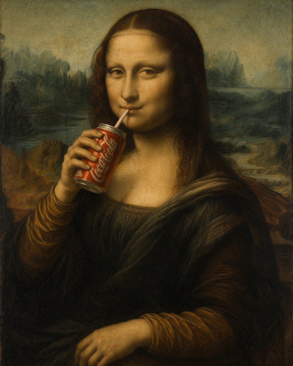 Mona Lisa Drinking Coke Oil Painting preview image