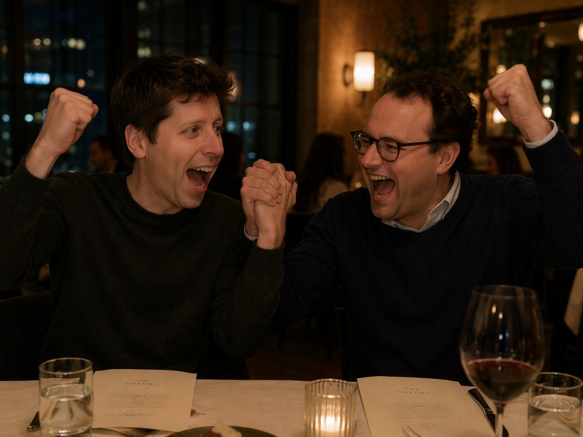 Two Men Celebrating at a Restaurant preview image