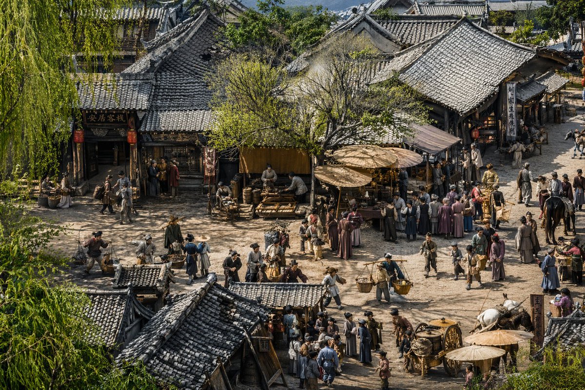 Realistic Ancient Chinese Street Scene preview image