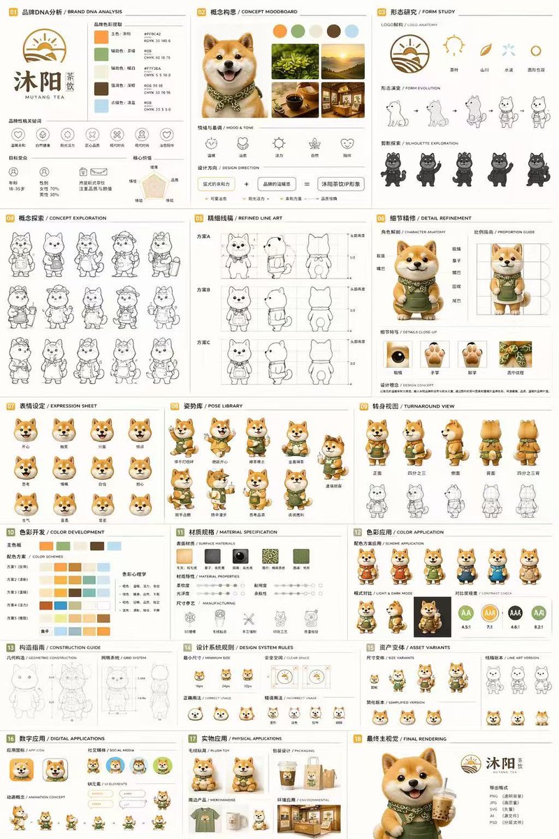 18-Panel Mascot Brand Identity Document preview image