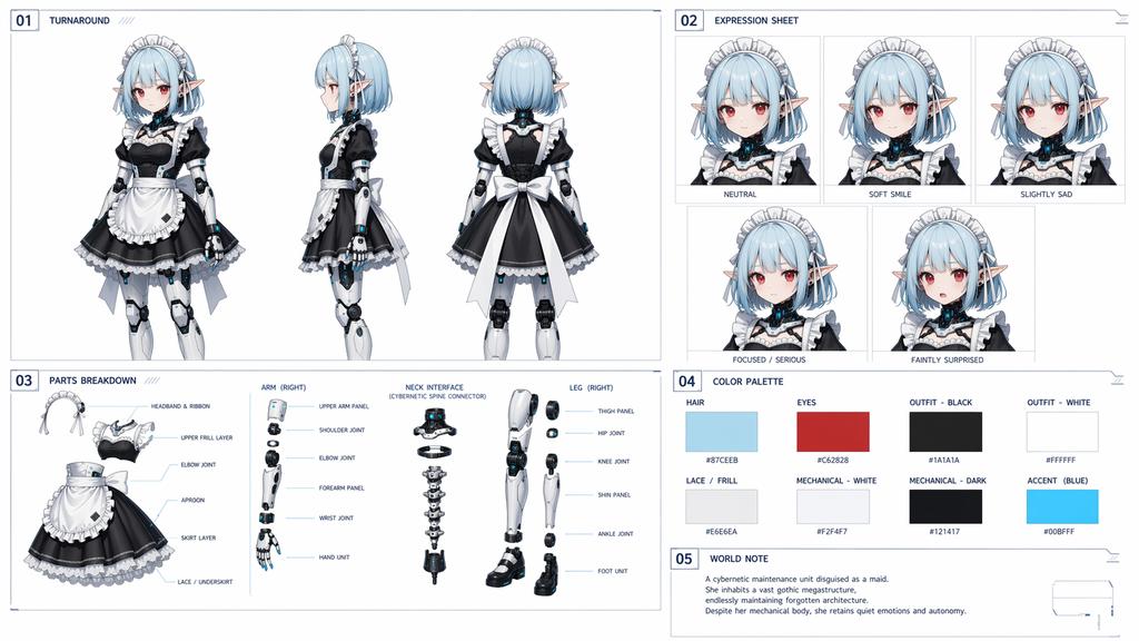 Cybernetic Character Reference Sheet preview image