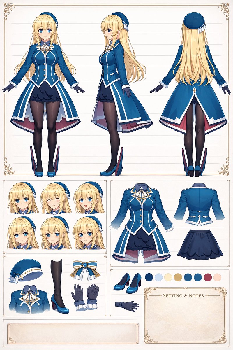 Anime Character Design Reference Sheet preview image